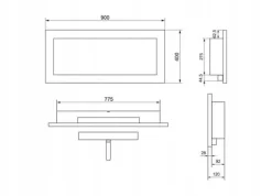 Vägghängd biokamin 90x40x12 cm Svart strukturmatt