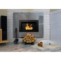 Väggmonterad bioetanol-öppen spis - DIVINA FIRE - Pisa - Svart - L 65 x P 12 x H 40 - Rostfritt stål