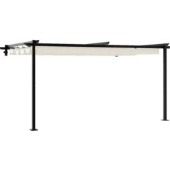 Väggmonterad Gazebo för Utomhusbruk - Utdragbart Solskydd | Färg: Kräm | Storlek: 3x4 m