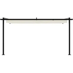 Väggmonterad Gazebo för Utomhusbruk - Utdragbart Solskydd | Färg: Kräm | Storlek: 3x4 m