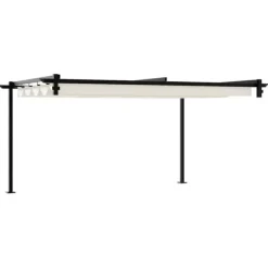 Väggmonterad Gazebo för Utomhusbruk - Utdragbart Solskydd | Färg: Kräm | Storlek: 3x4 m