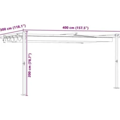 Väggmonterad Gazebo för Utomhusbruk - Utdragbart Solskydd | Färg: Kräm | Storlek: 3x4 m