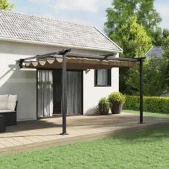 Väggmonterad Gazebo Taupe Stål