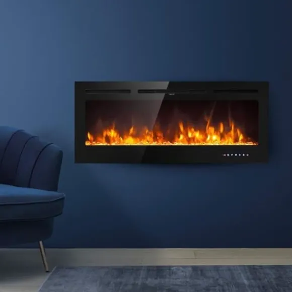 Väggmonterad inbyggd eldstad med flerfärgad LED-flamma Chicago