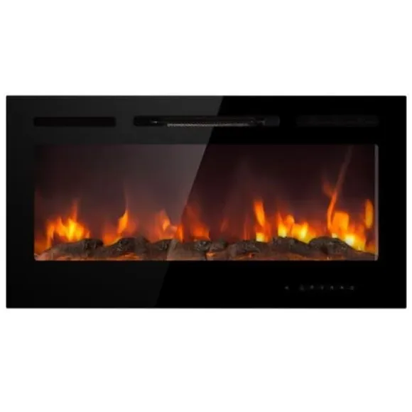 Väggmonterad inbyggd eldstad med flerfärgad LED-flamma Chicago