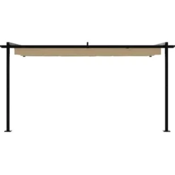 Väggmonterat utdragbart solskydd - Gazebo i Taupe | Storlek: 3 x 4 m | Material: Stål & Polyester