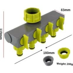 4-vägs vatten splitter vattna Trädgård Bevattning Anslutningskopplingsventil