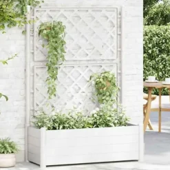 vidaXL Blomlåda med Spaljé Högbädd Trädgård Blomlåda Växtlåda Utomhus Patio 313983