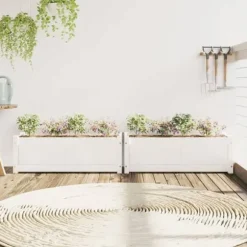 vidaXL Blomlådor 2 st, Höga Sängar, Blomlådor, Växtkrukor, Blomlådor Trädgård Patio Terrass, Vit Trä 837452