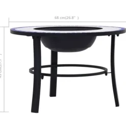 vidaXL Eldfat med mosaik blå och vit 68cm keramik - Öppna spisar
