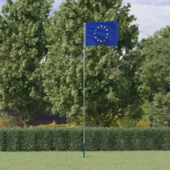 vidaXL Europas flagga och flaggstång 5,55 m aluminium - Flaggor & vindstrutar