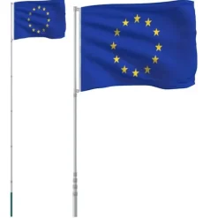 vidaXL Europas flagga och flaggstång 5,55 m aluminium - Flaggor & vindstrutar