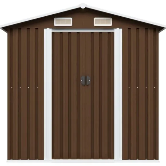vidaXL Förvaringsbod brun 204x132x186 cm stål - Förråd & Redskapsbodar