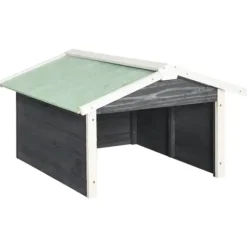 vidaXL Garage för robotgräsklippare 72x87x50 cm grå och vit granträ - Gräsklipparskydd