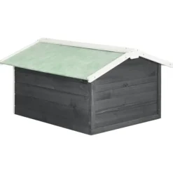 vidaXL Garage för robotgräsklippare 72x87x50 cm grå och vit granträ - Gräsklipparskydd