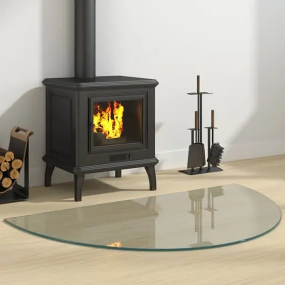 vidaXL Glasskiva för öppen spis halvrund 1000x600 mm - Glas