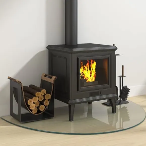 vidaXL Glasskiva för öppen spis halvrund 1000x600 mm - Glas