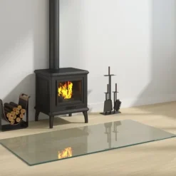 vidaXL Glasskiva för öppen spis rektangulär 120x60 cm - Glas