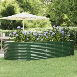 vidaXL Högsäng för Trädgård Blomlåda Växtlåda Högsäng Patio Trädgård Terrass Utomhus Grön 291x140x68 cm 319098