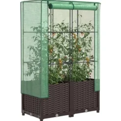 vidaXL Höjd planteringslåda med rattanutseende 80x40x138 cm, upphöjd trädgårdsbädd, upphöjd blomlåda, 4015800