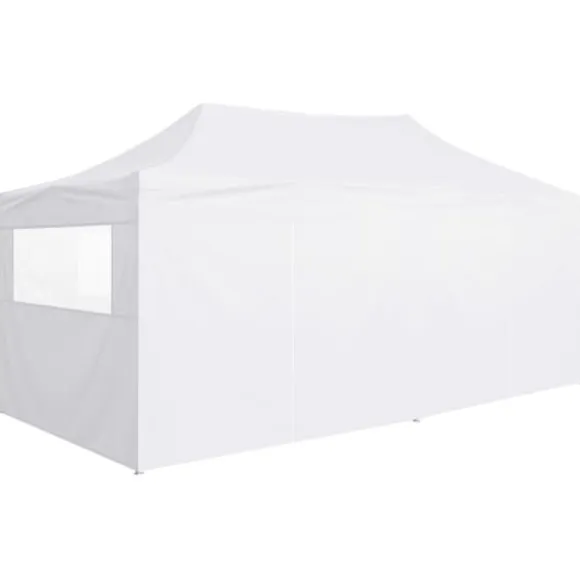 vidaXL Hopfällbart partytält med 4 sidoväggar 3x6 m stål vit - Partytält & paviljoner