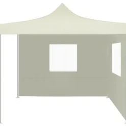vidaXL Hopfällbart tält med 2 väggar 3x3 m gräddvit - Partytält & paviljoner