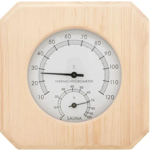 vidaXL 2-i-1 Bastutermometer & hygrometer sandur set massiv furu