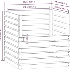 vidaXL Kompostlåda vit 80x80x78 cm massiv furu - Komposterare