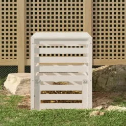 vidaXL Kompostlåda vit 63,5x63,5x77,5 cm massiv furu - Komposterare