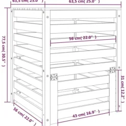 vidaXL Kompostlåda 63,5x63,5x77,5 cm massiv furu - Komposterare