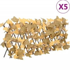 vidaXL Konstväxt lönnlöv spaljé expanderbar orange 5 st 180x30 cm - Staket