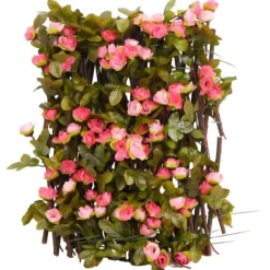 vidaXL Konstväxt murgröna spaljé expanderbar 5 st mörk rosa 180x20 cm - Staket