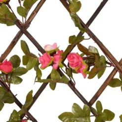 vidaXL Konstväxt murgröna spaljé expanderbar 5 st mörk rosa 180x20 cm - Staket