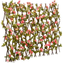 vidaXL Konstväxt murgröna spaljé expanderbar 5 st mörk rosa 180x60 cm - Staket
