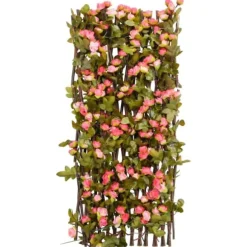 vidaXL Konstväxt murgröna spaljé expanderbar 5 st mörk rosa 180x60 cm - Staket