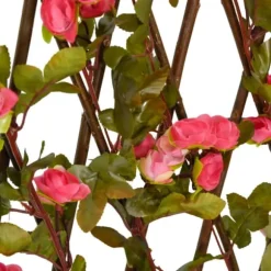 vidaXL Konstväxt murgröna spaljé expanderbar 5 st mörk rosa 180x60 cm - Staket