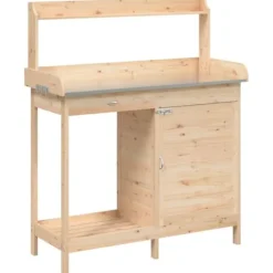 vidaXL Odlingsbänk med skåp 110,5x45x124,5 cm massivt granträ - Växtställ