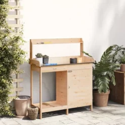 vidaXL Odlingsbänk med skåp 110,5x45x124,5 cm massivt granträ - Växtställ