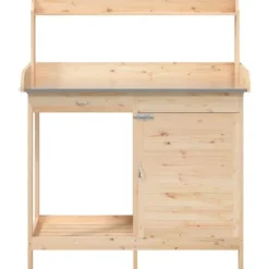 vidaXL Odlingsbänk med skåp 110,5x45x124,5 cm massivt granträ - Växtställ