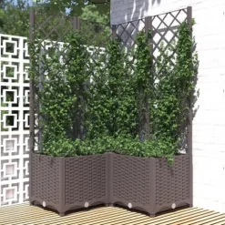 vidaXL Odlingslåda med spaljé brun 80x80x136 cm PP - Krukor & odlingslådor