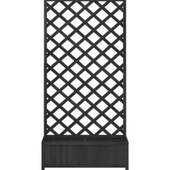 vidaXL Odlingslåda med spaljé svart massivt granträ - Krukor & odlingslådor