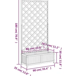 vidaXL Odlingslåda med spaljé svart massivt granträ - Krukor & odlingslådor