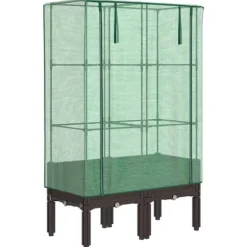 vidaXL Odlingslåda med växthusöverdrag rottinglook 80x40x140 cm