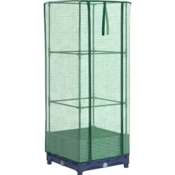 vidaXL Odlingslåda med växthusöverdrag rottinglook 40x40x123 cm