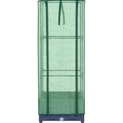 vidaXL Odlingslåda med växthusöverdrag rottinglook 40x40x123 cm