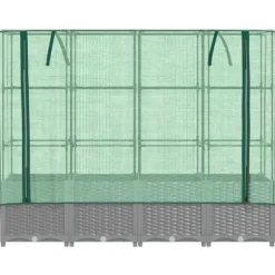 vidaXL Odlingslåda med växthusöverdrag rottinglook 160x40x138 cm