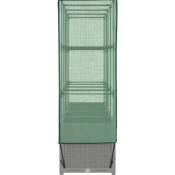 vidaXL Odlingslåda med växthusöverdrag rottinglook 160x40x138 cm