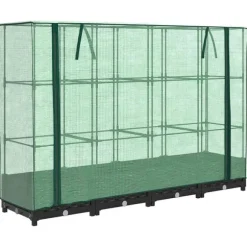 vidaXL Odlingslåda med växthusöverdrag rottinglook 160x40x123 cm