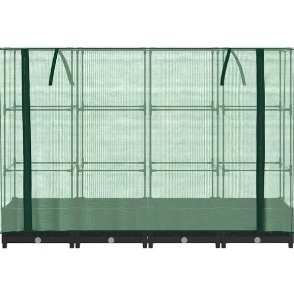 vidaXL Odlingslåda med växthusöverdrag rottinglook 160x40x123 cm