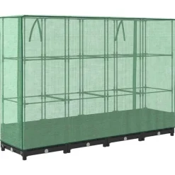 vidaXL Odlingslåda med växthusöverdrag rottinglook 160x40x123 cm